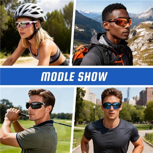 Mens Polarized Sports Sunglasses - UV Protection Half Frame Sun Glasses Gifts - Picture 2 of 7